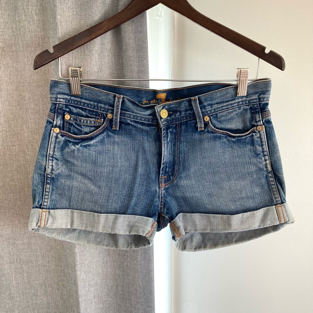 7 For All Mankind Cuffed Denim Shorts